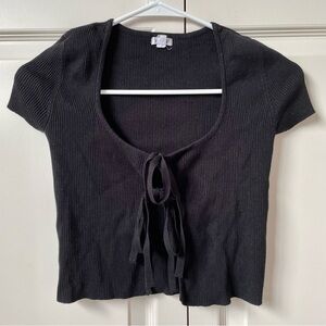 Garage clothing black ribbed cardigan with front ties size xxs